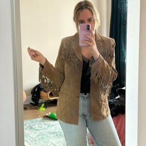 Tan fringe vintage jacket